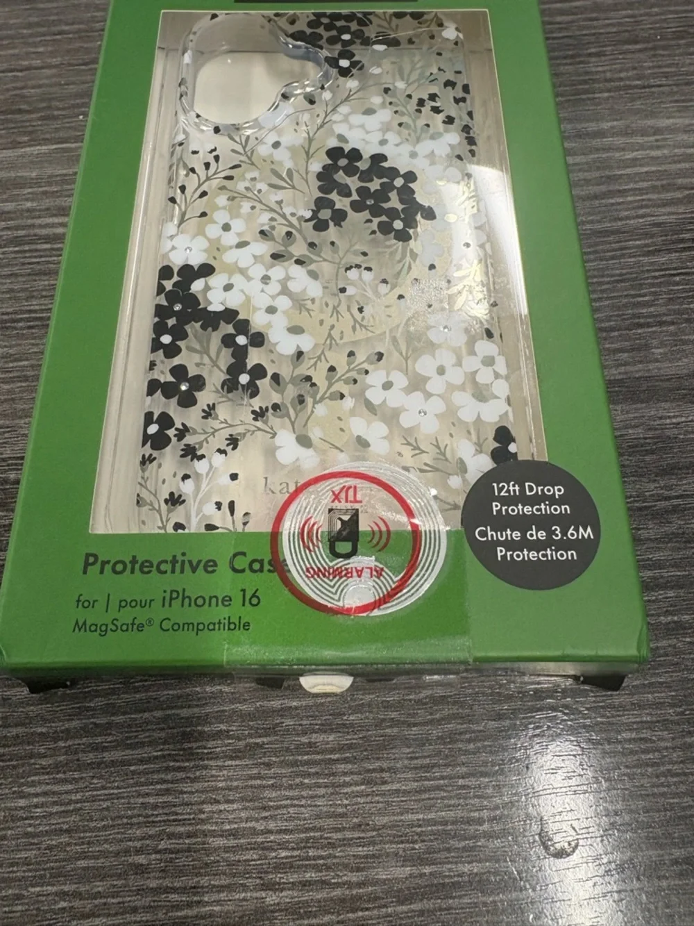 kate spade Floral Protective iPhone 16 Case - Clear with Black & White Flowers